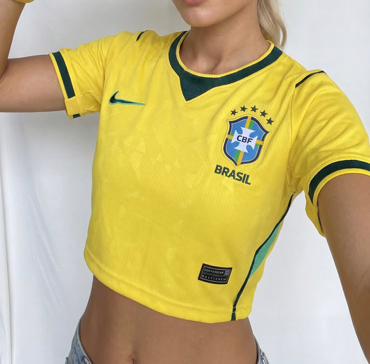 Brazil 2026 Home Women's crop top style Jersey